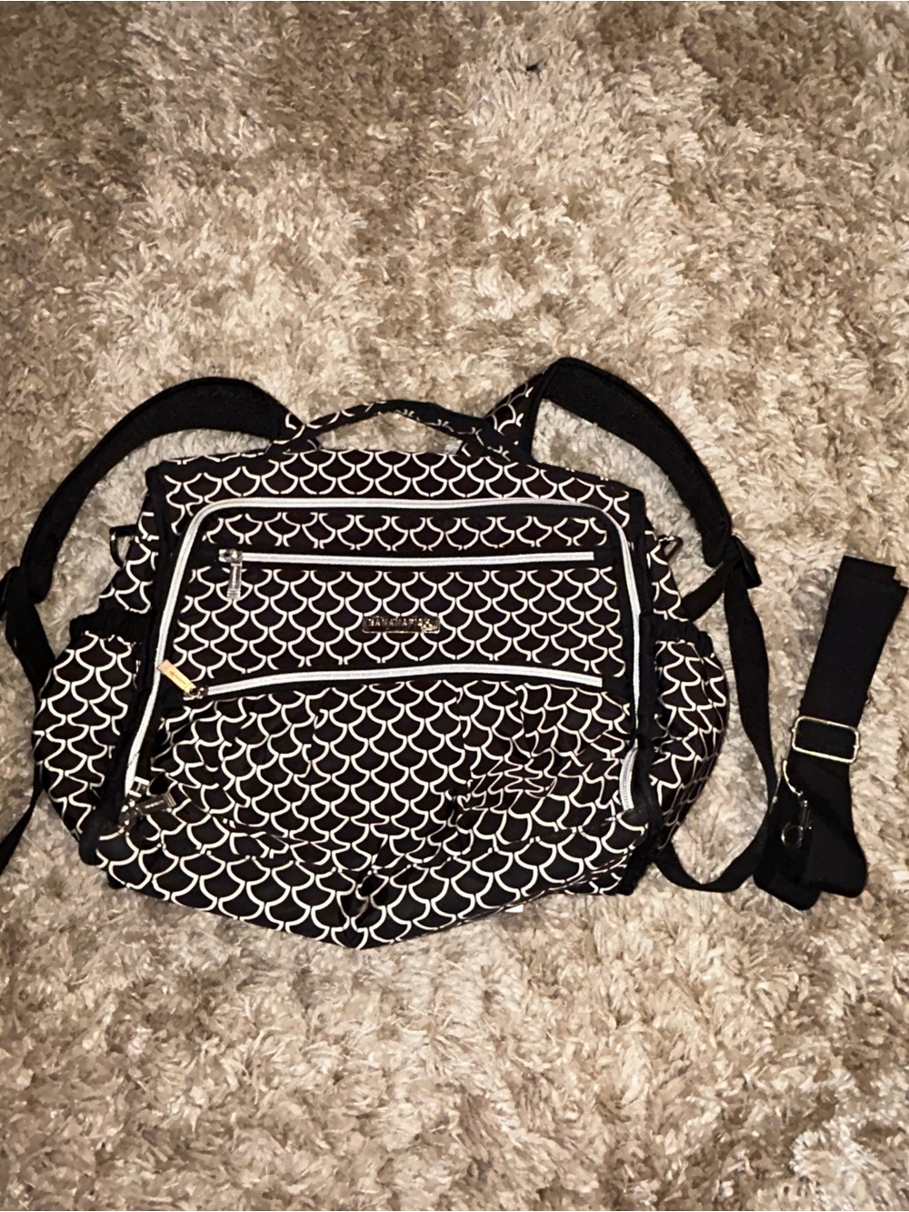 Bananafish Studio Diaper Bag Stylish Black and White Patterned Women’s Backpack